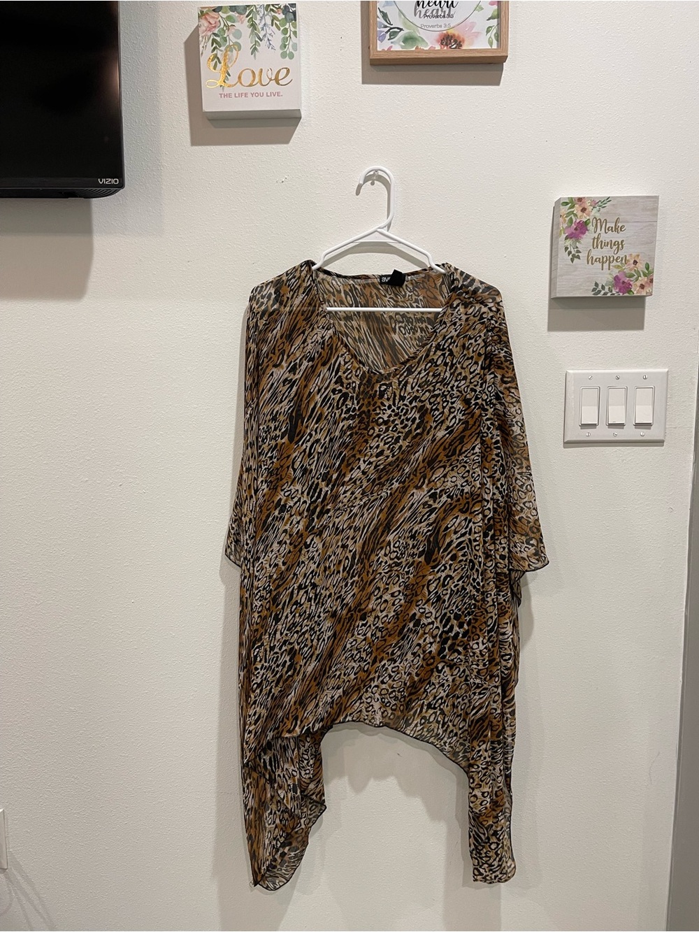 Avenue Brown and Black Leopard-Print V-Neck Tunic
